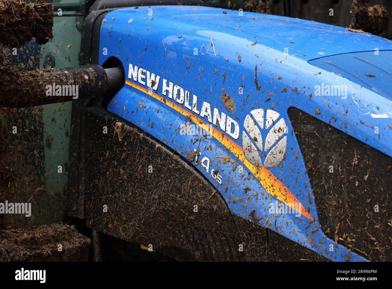 A New Holland Tractor pictured in Chichester, West Sussex, UK Stock