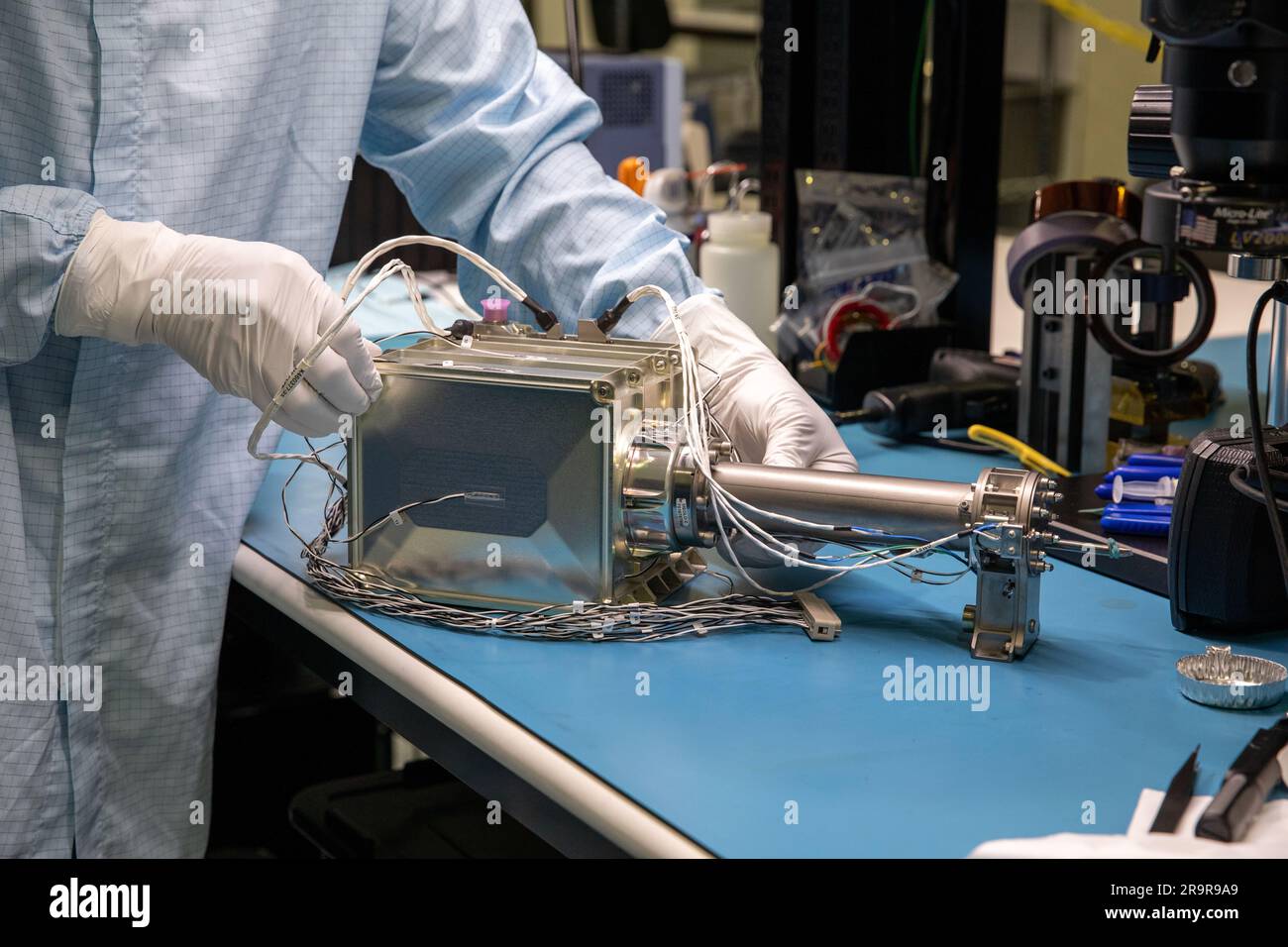 Mass spectrometer observing lunar operations hires stock photography