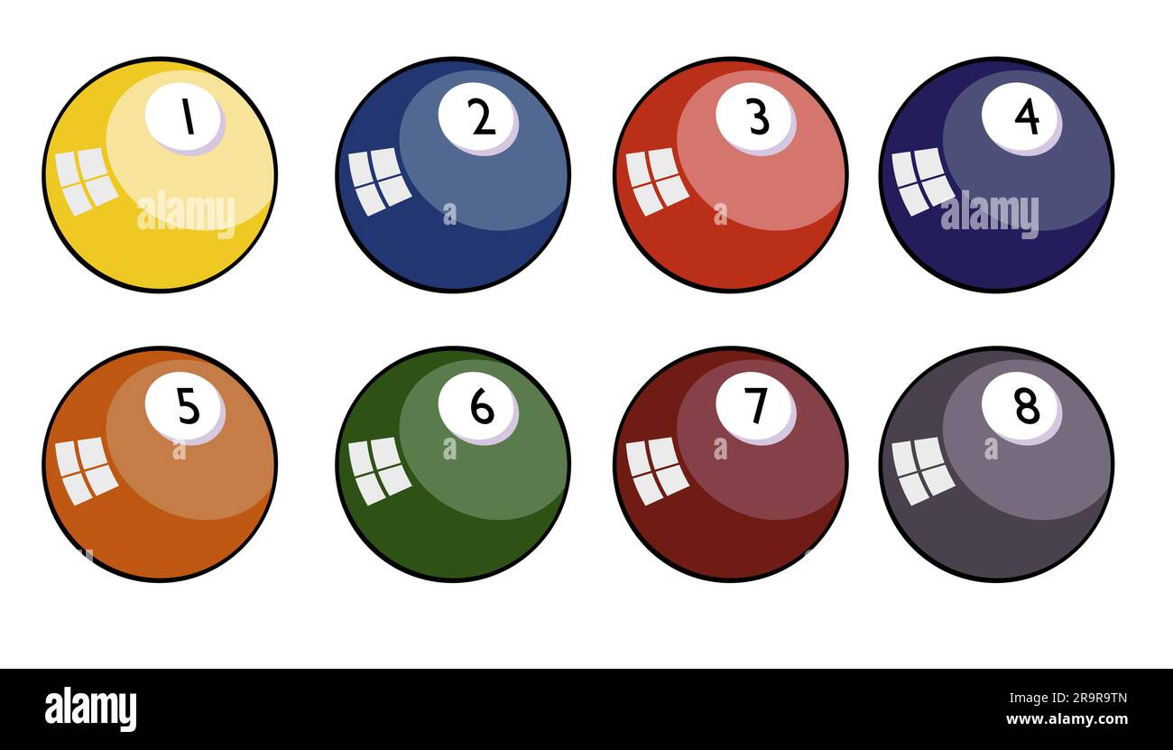 vector illustration of billiard balls isolated on white Stock Vector