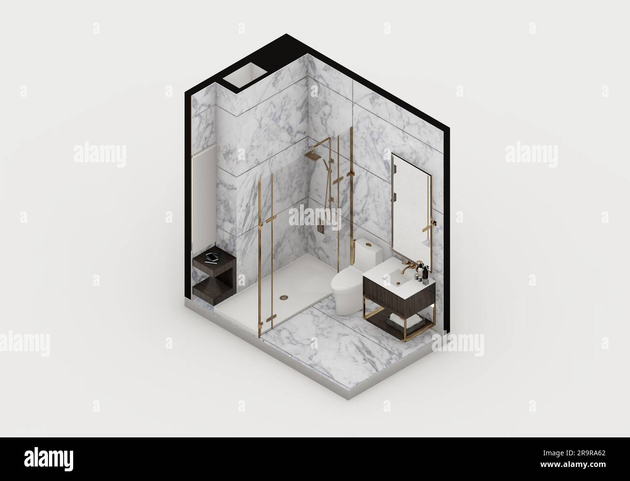 Orthographic toilet with white marble interior 3d rendering Stock Photo ...