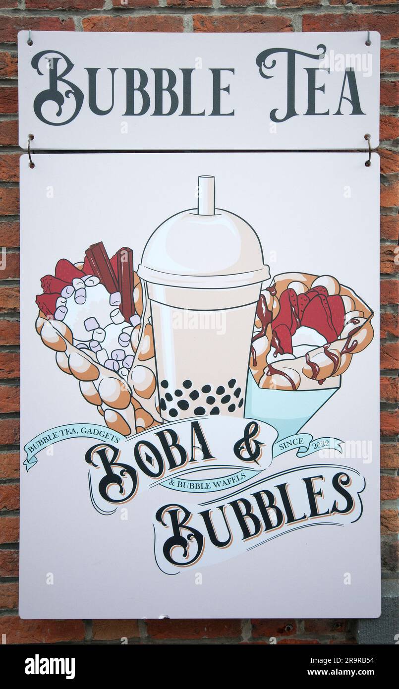 Boba & Bubbles sign in Bruges, Flanders, Belgium Stock Photo Alamy