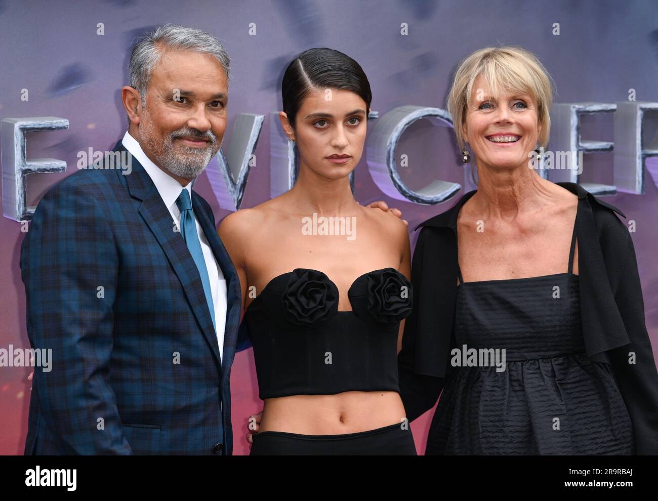 London, UK. June 28th, 2023. Anya Chalotra and parents arriving at The