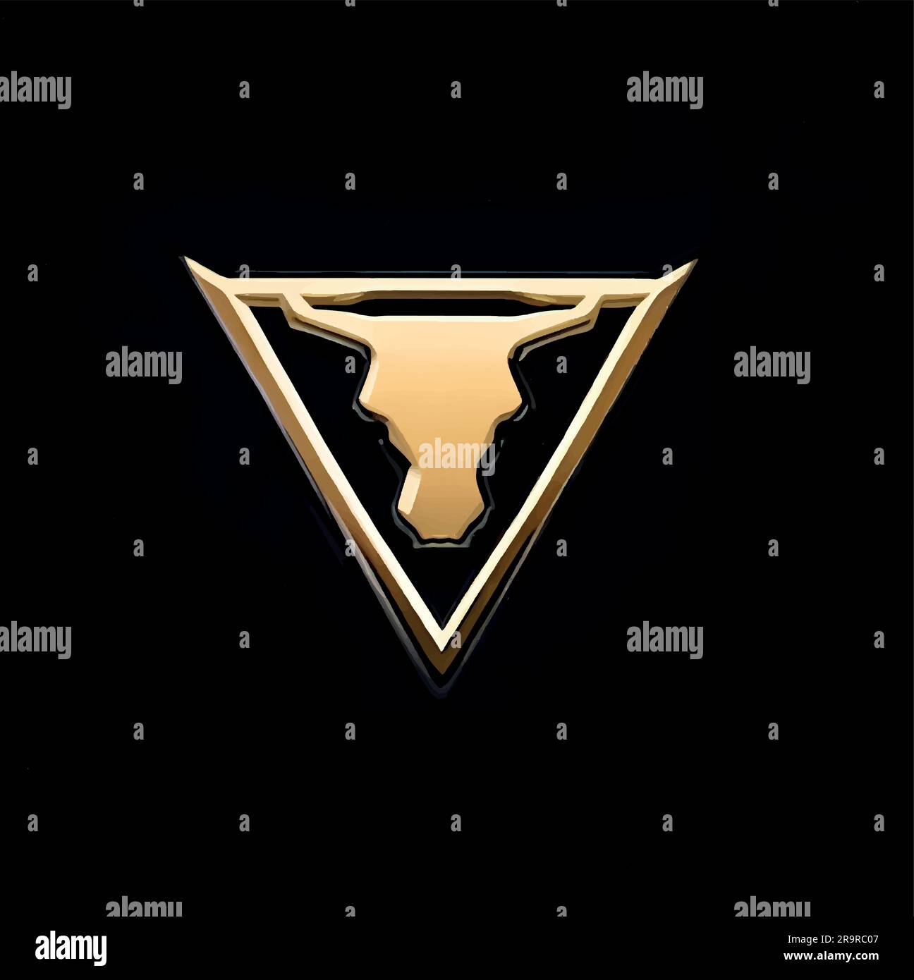 black screen golden bull logo illustration Stock Vector