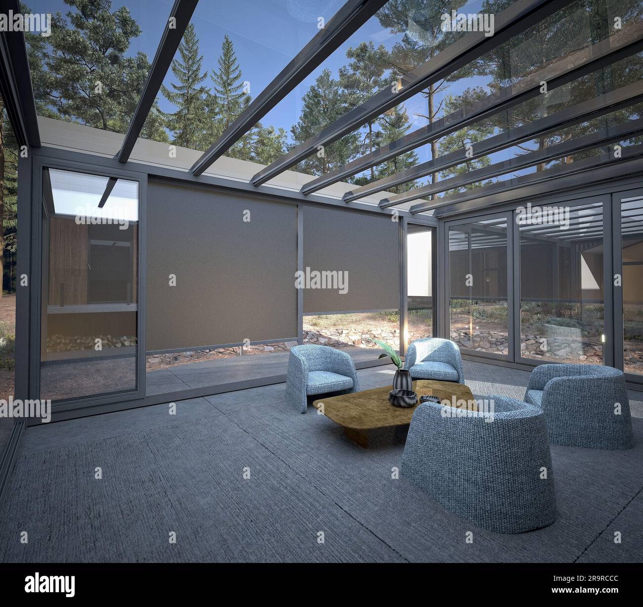 Modern Glass Roof Sunroom, Pergola Stock Photo - Alamy