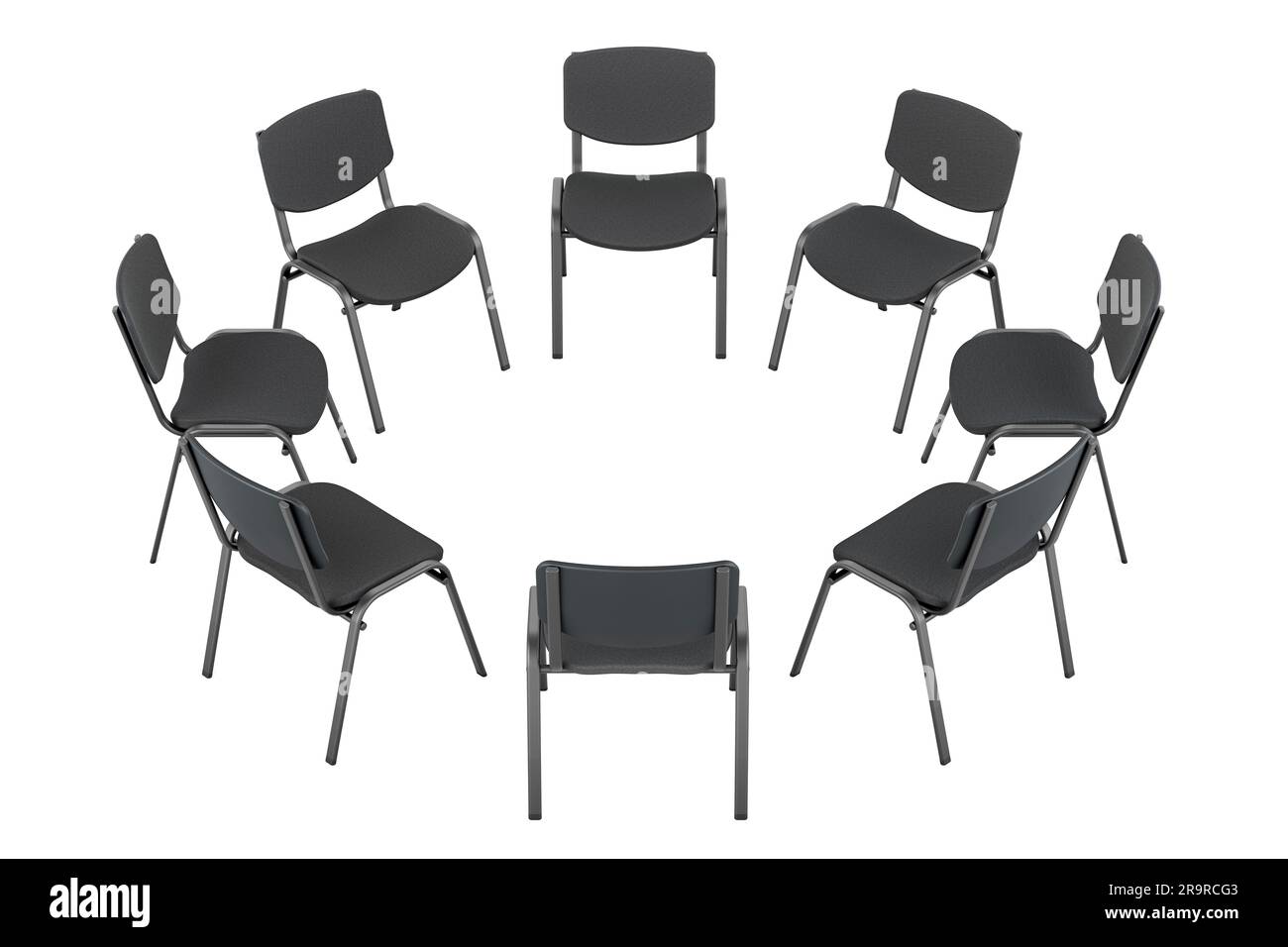 Chairs in a circle with, meeting, concept. 3D rendering isolated on