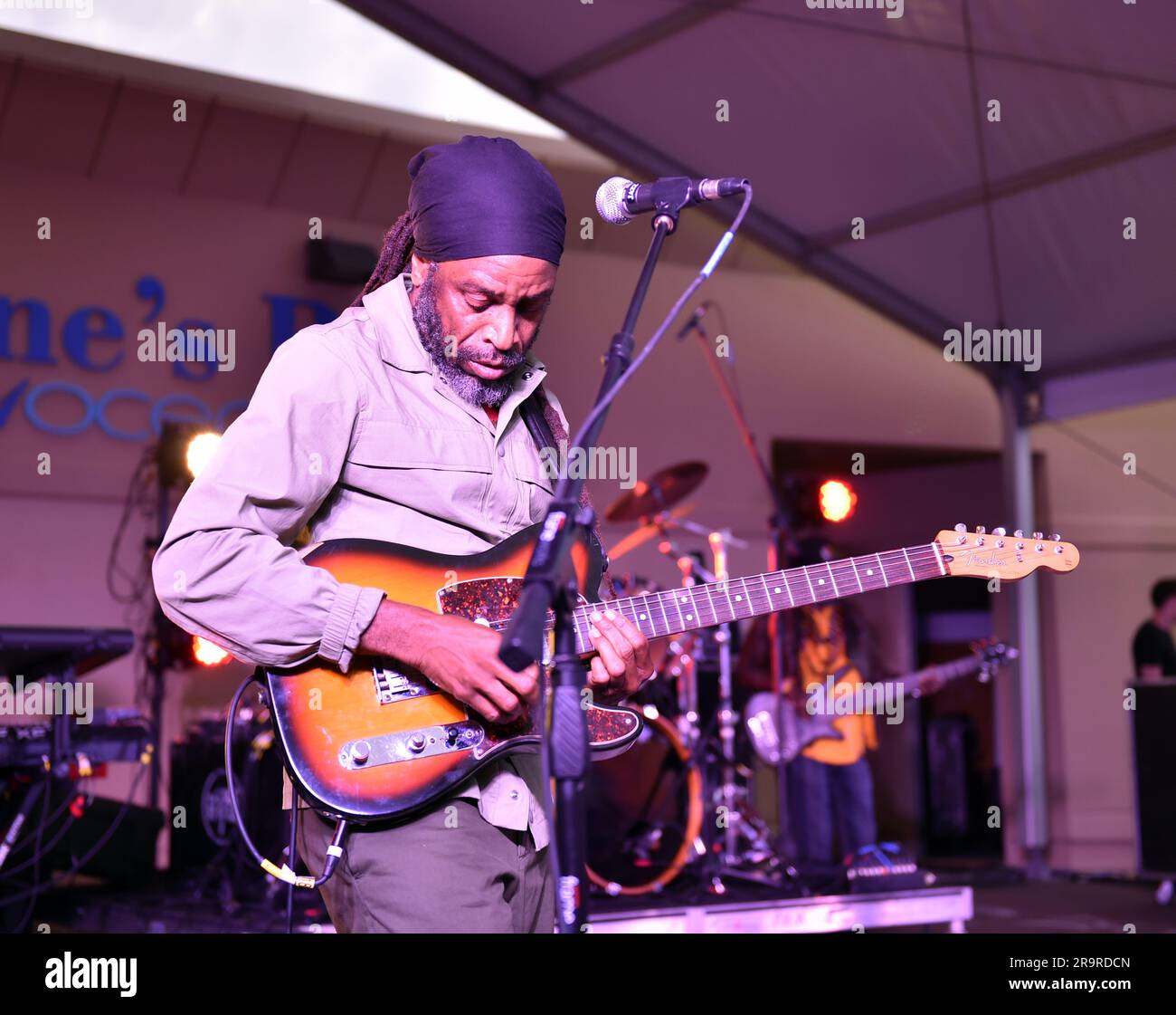 June 27, 2023, Virginia Beach, Virginia, USA: The WAILERS member WENDEL FERRARO entertains the croowd at the 31st street stage in Virginia Beach, Virginia on 27 June 2023 Photo Â© Jeff Moore (Credit Image: © Jeff Moore/ZUMA Press Wire) EDITORIAL USAGE ONLY! Not for Commercial USAGE! Stock Photo