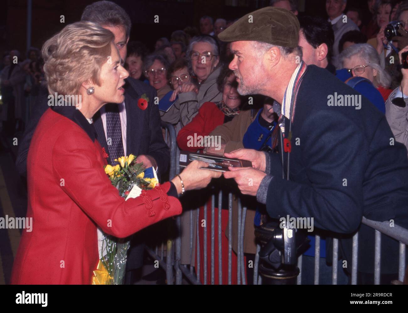 3 November 1995 The Duchess of Kent accepts a photo from Mr Colin Edwards    Photo by The Henshaw Archive Stock Photo