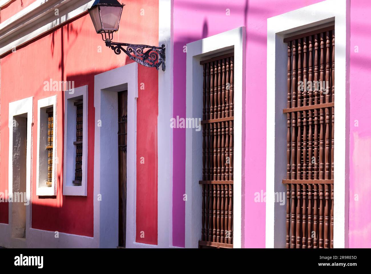 Puerto Rico colorful colonial architecture in historic city center ...