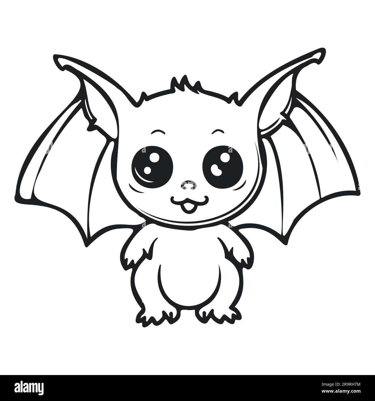 coloring page simple black and white cute bat vector Stock Vector Image