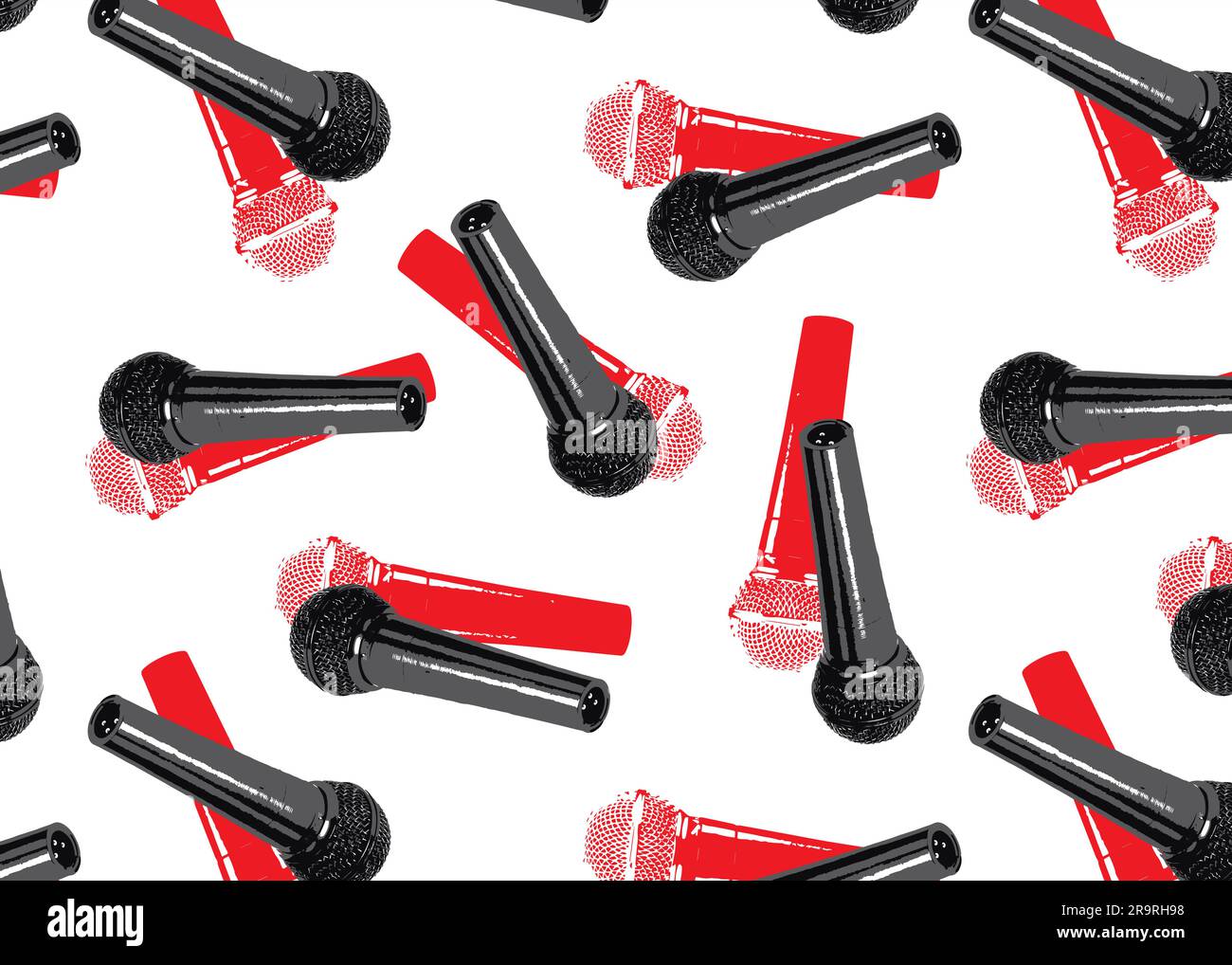 seamless pattern with Mic or Microphone. Music backdrop for textile
