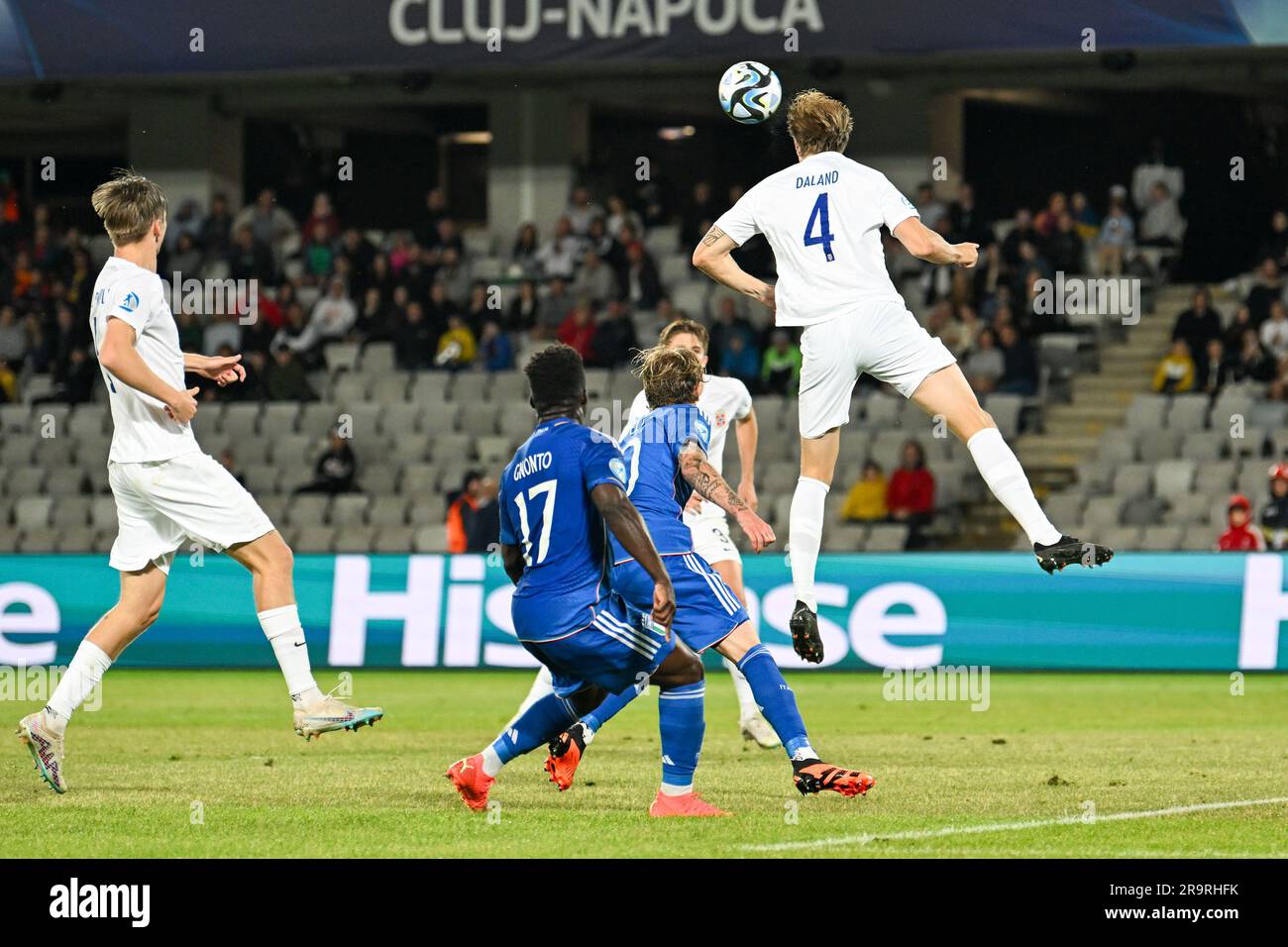 Cluj Napoca, Romania. 28th June, 2023. Norway U21's Jesper Daland ...