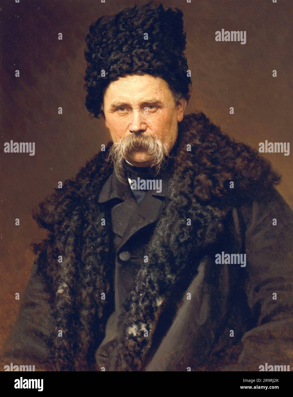 TARAS SHEVCHENKO (1814-1861)  Ukrainian poet and artist painted by Ivan Kramskoi in 1861 Stock Photo