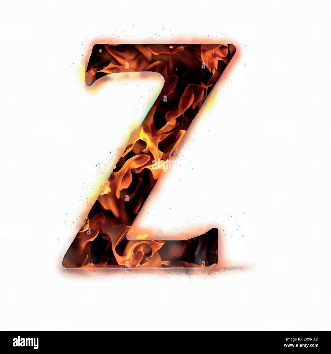 capital letter Z in on fire Stock Vector