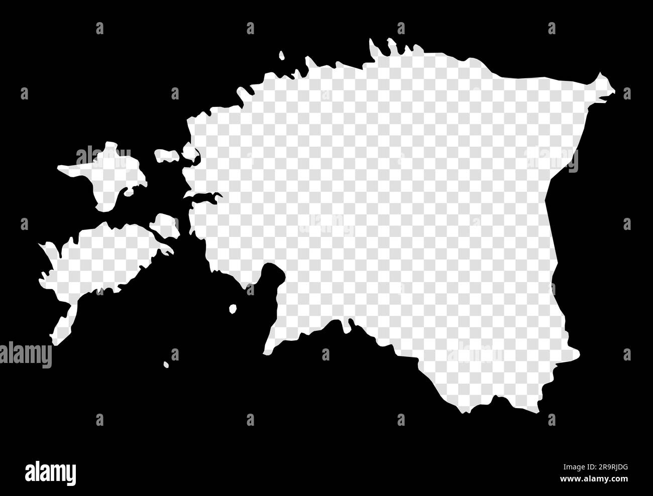 Stencil map of Estonia. Simple and minimal transparent map of Estonia. Black rectangle with cut shape of the country. Cool vector illustration. Stock Vector