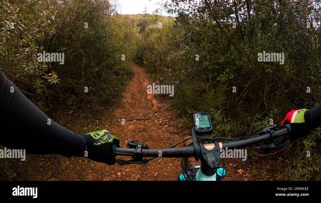 riding a mountain bike in the city