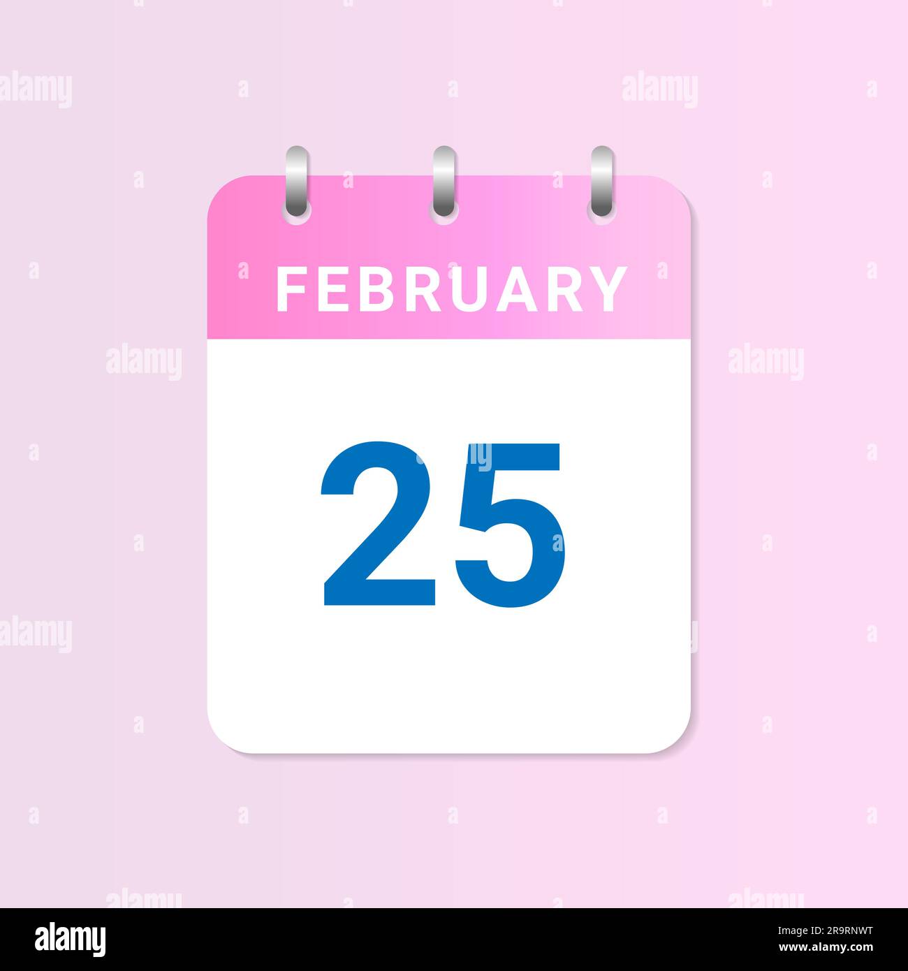 Day of 24th February. Daily calendar of February month on white paper ...