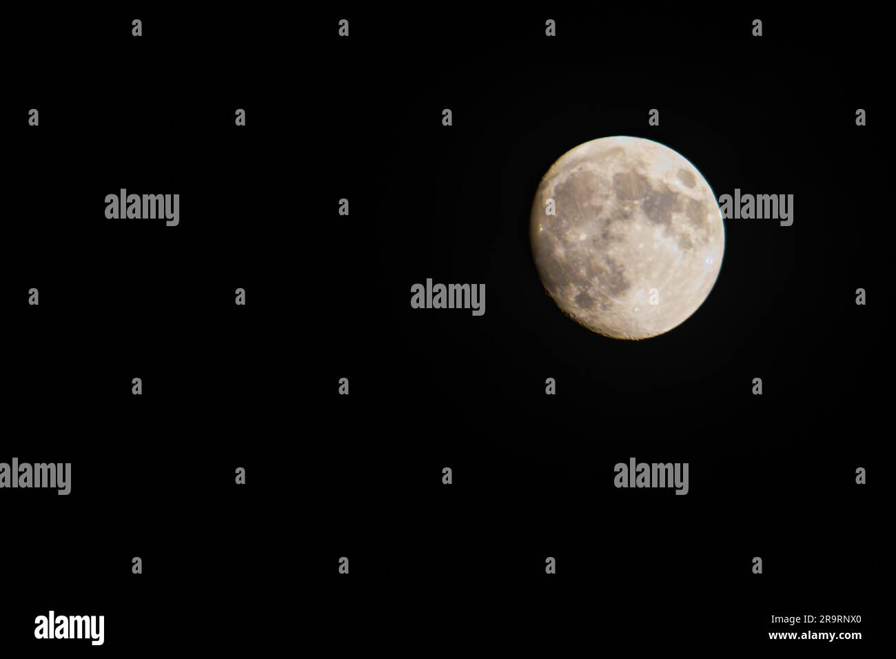Full moon against a black sky Stock Photo