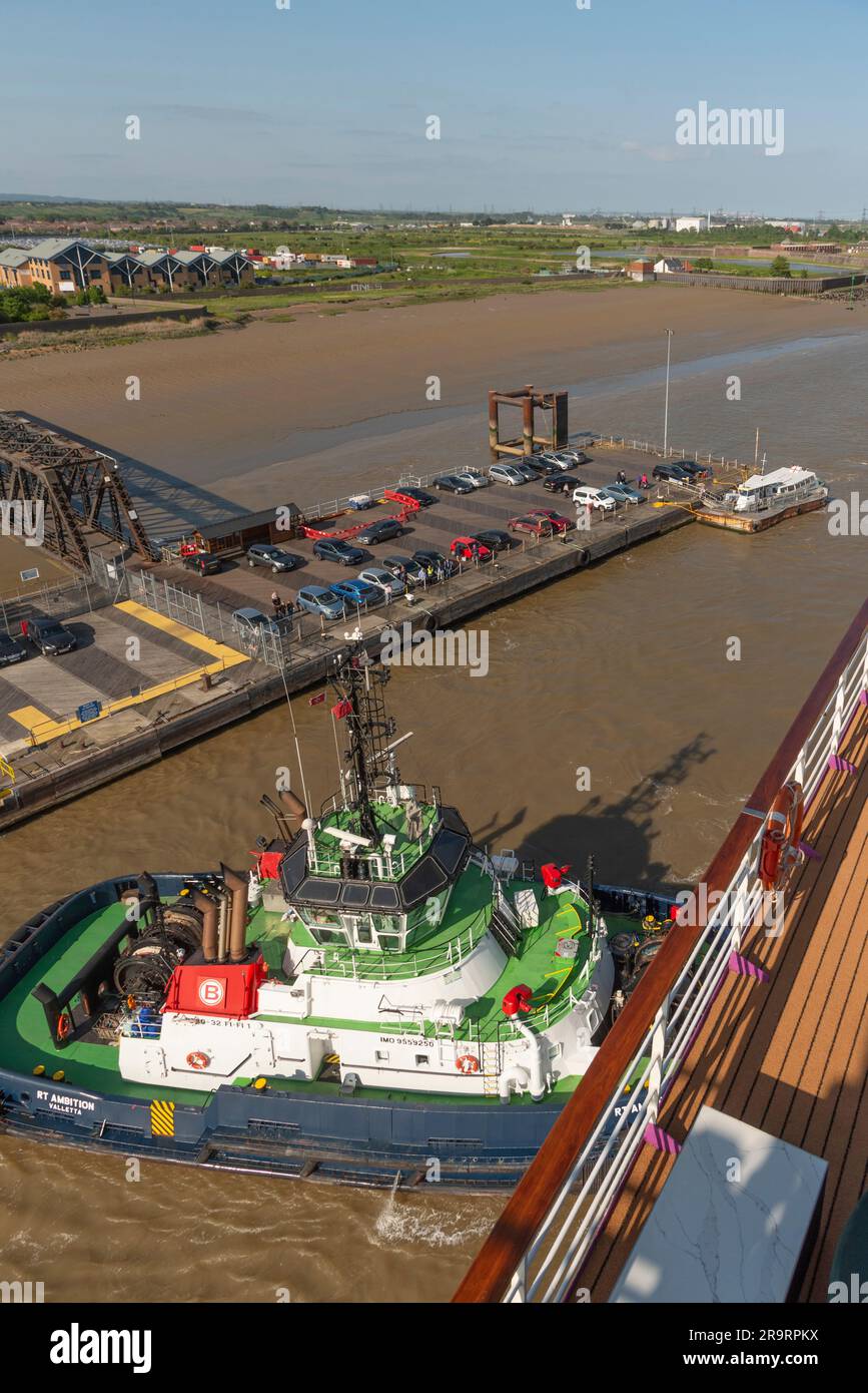 Tilbury, Essex, England, UK. 1 June 2023. Powerful tug giving assitance
