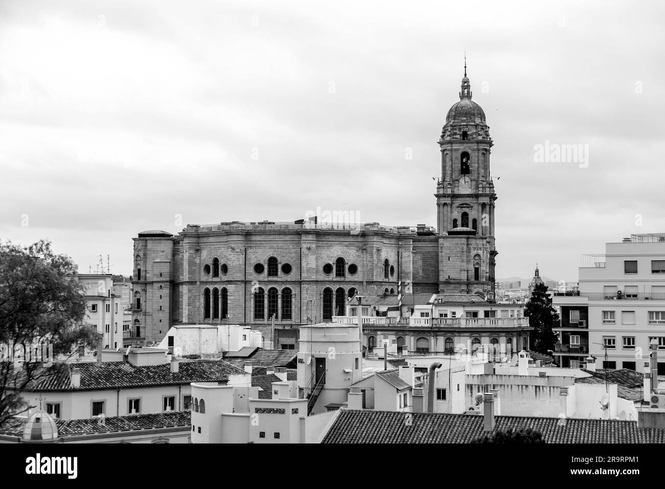 Malaga, Spain - FEB 27, 2022: The Cathedral of Malaga is a Roman Catholic church in Malaga, Andalusia, southern Spain. Renaissance style architecture Stock Photo
