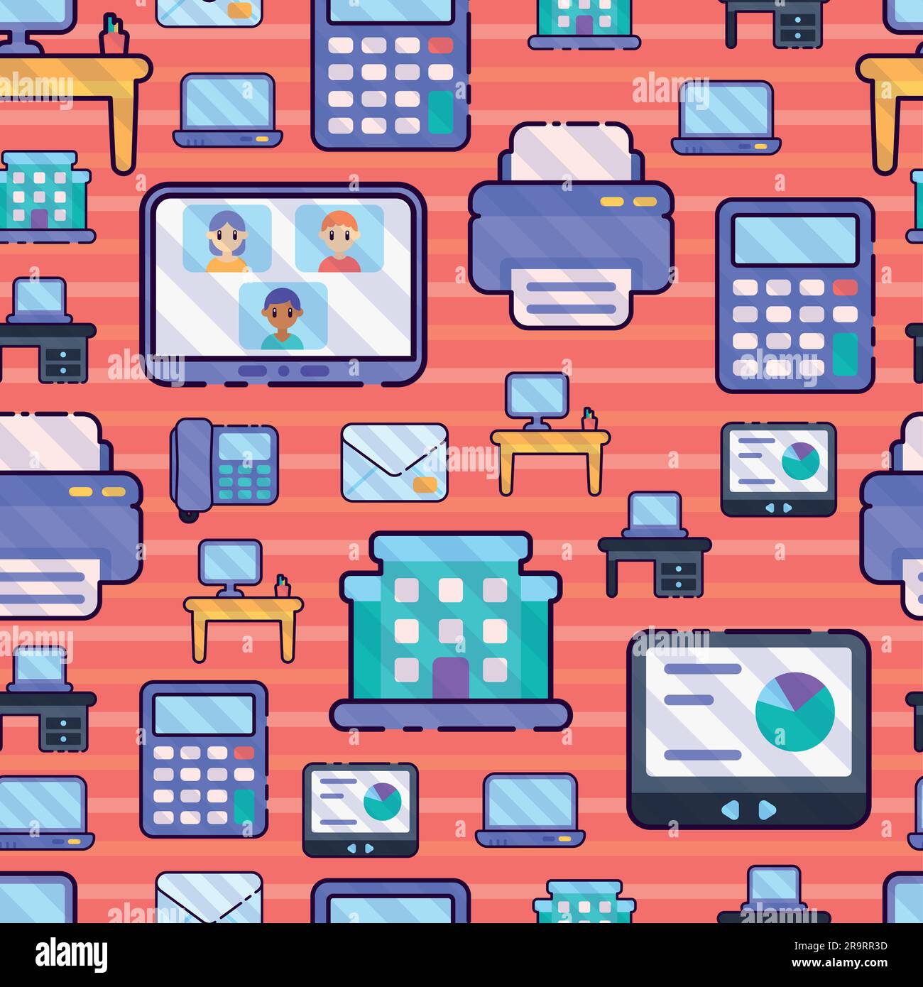 Seamless pattern background with office icons Vector Stock Vector