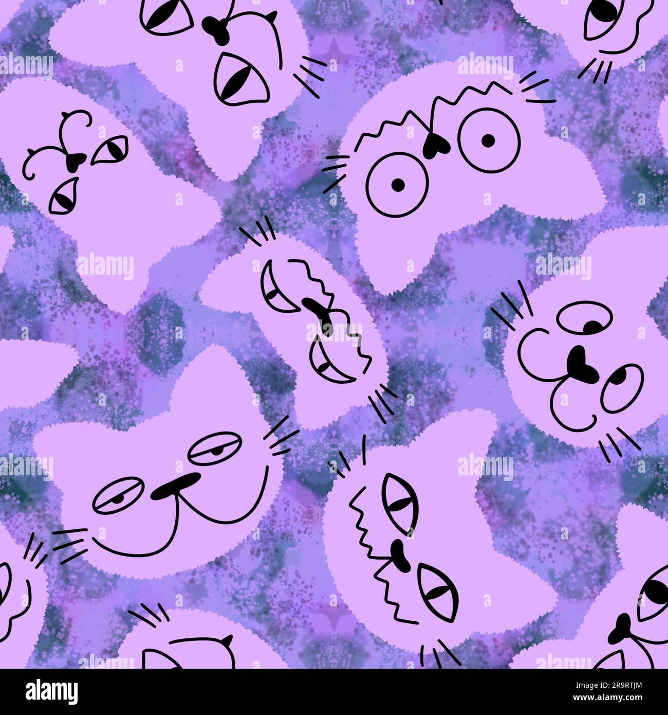 Cartoon animals seamless Halloween cat pattern for wrapping paper and ...