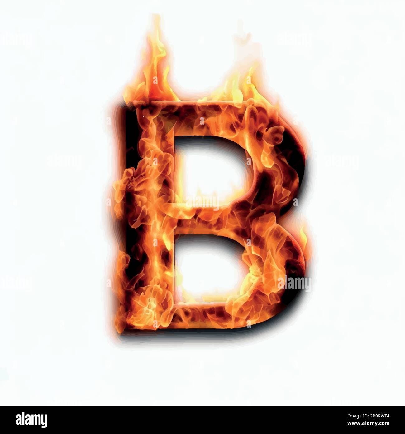 capital letter B in on fire Stock Vector