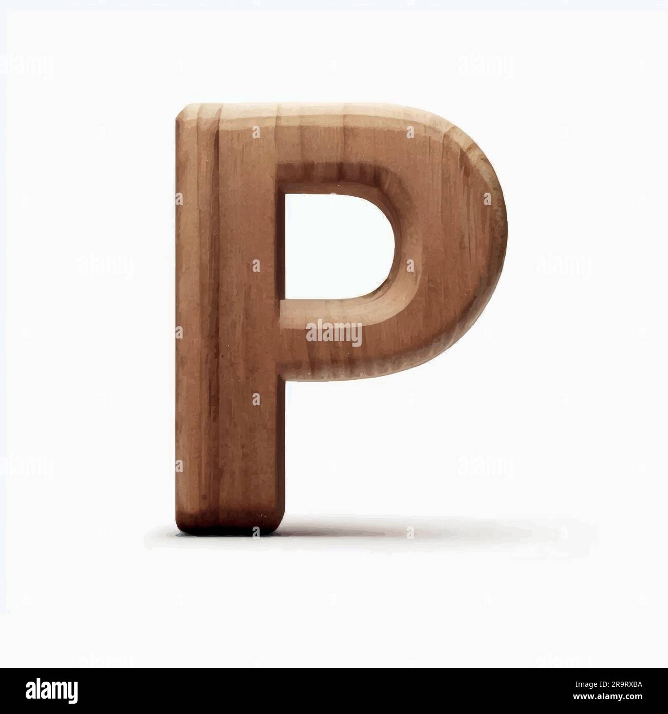 capital letter P in wood Stock Vector