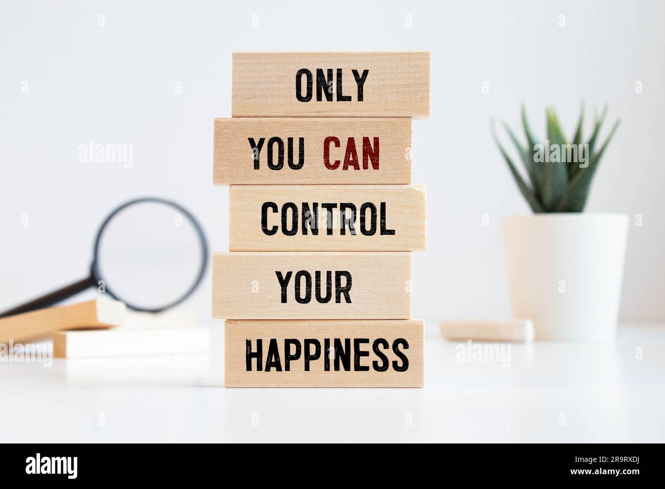 Handwriting text writing Only You Can Control Your Happiness.. Concept meaning Personal Self-motivation inspiration Marker over notebook crumpled pape Stock Photo