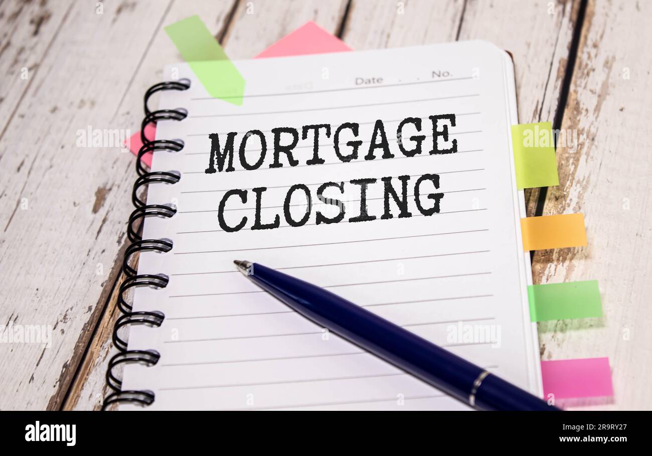 Mortgage Closing is shown using a text Stock Photo