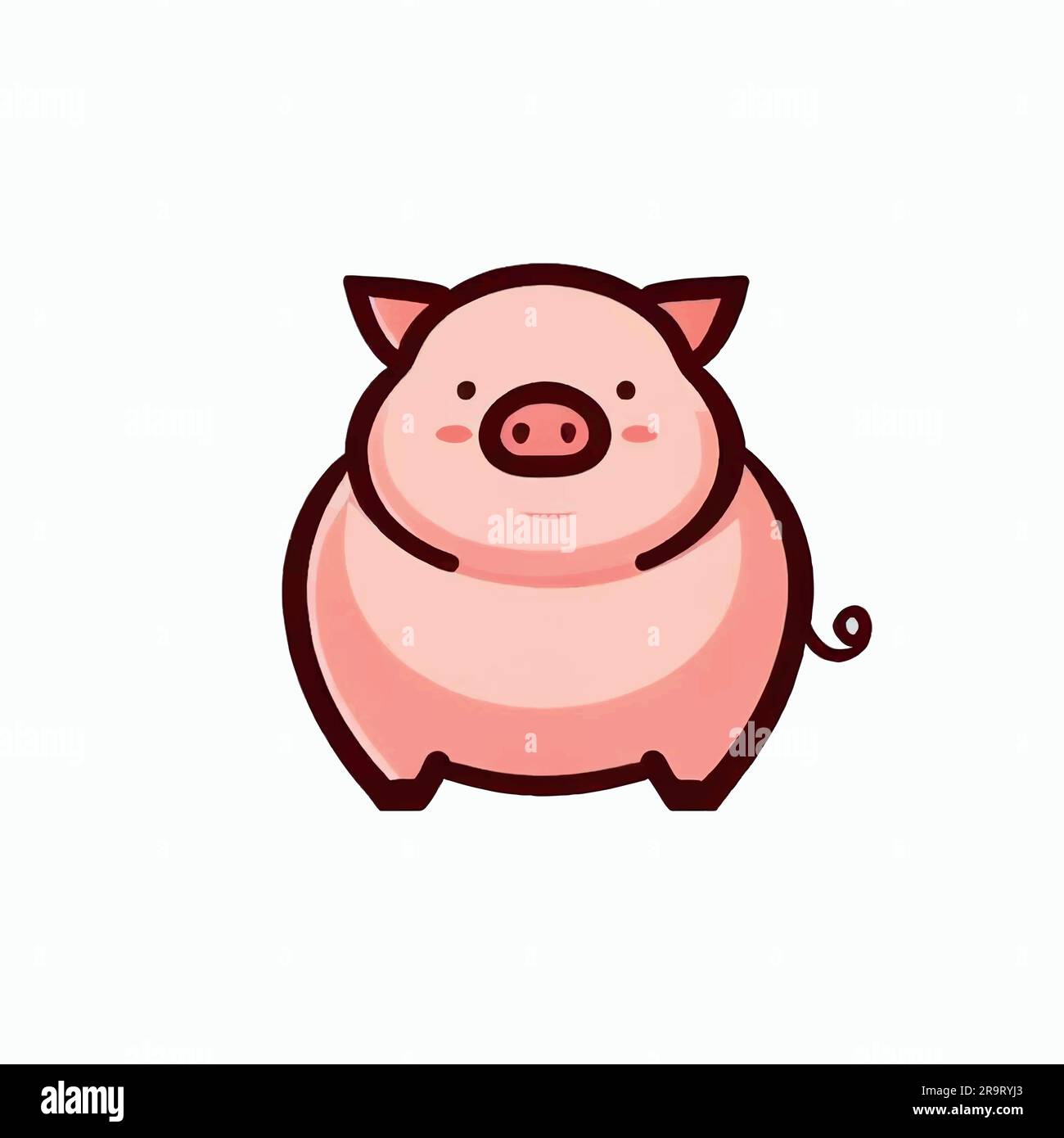 natural pig illustration from the front on a white background Stock Vector