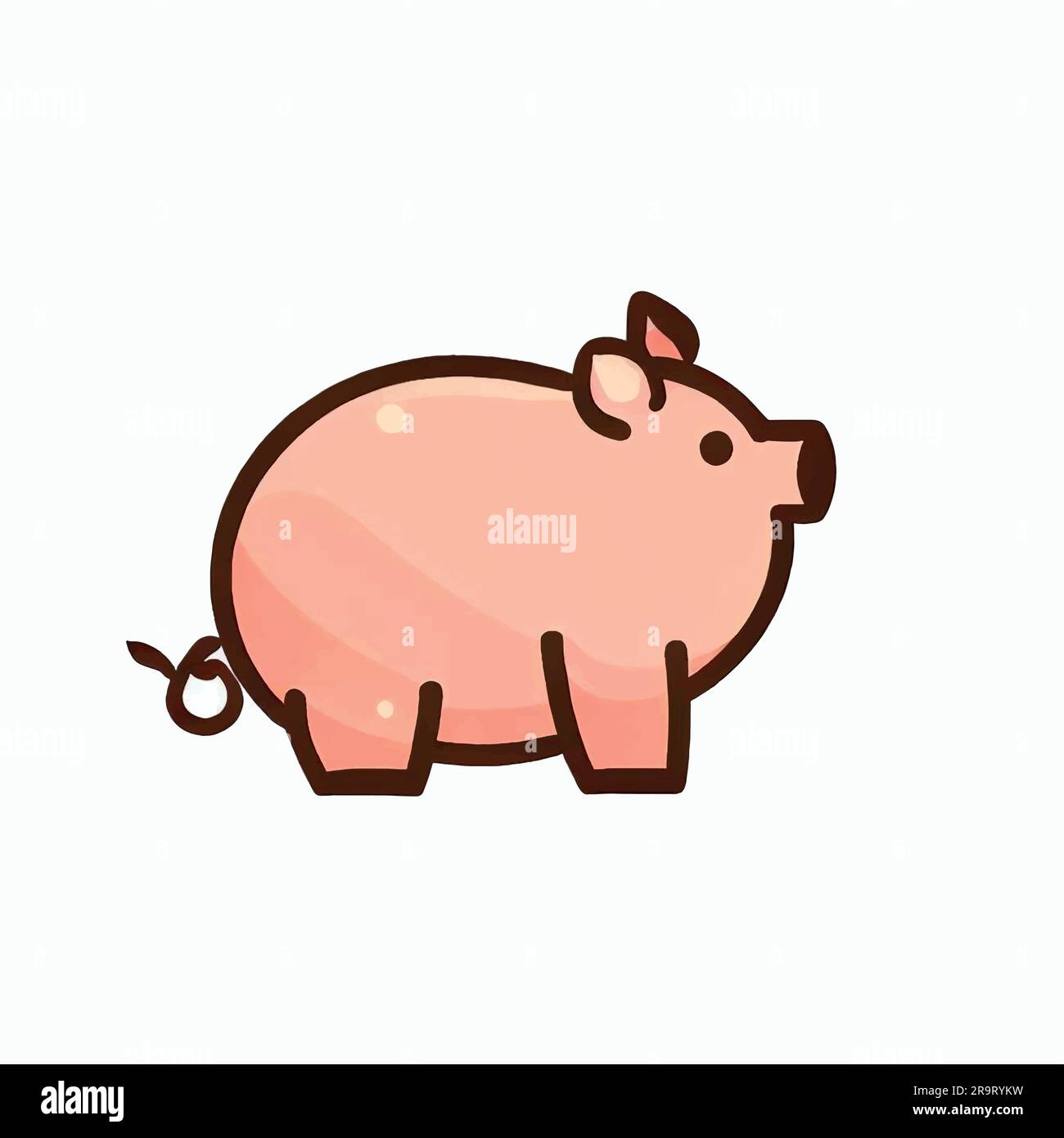 natural pig illustration on its side on a white background Stock Vector