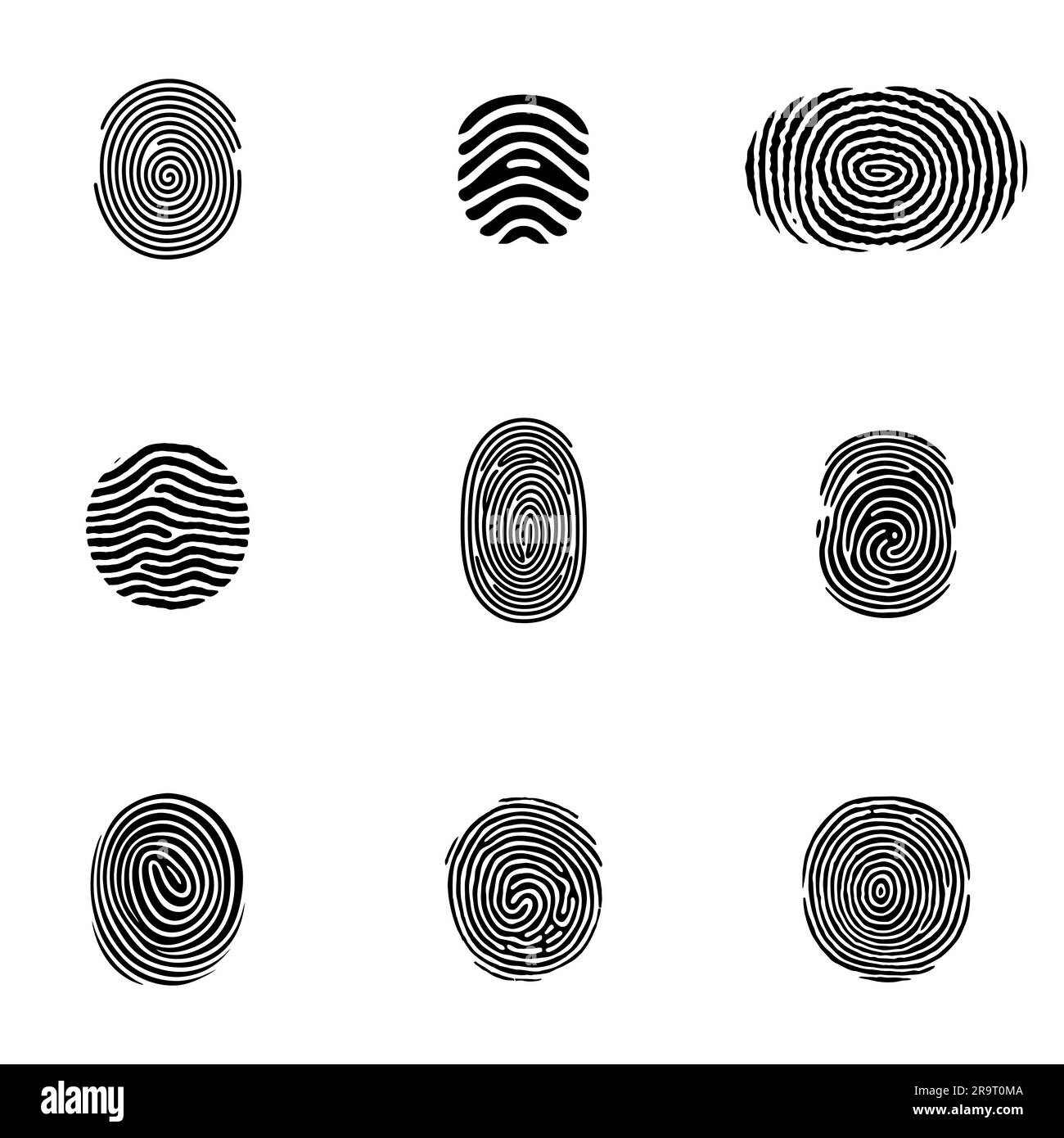 Set of fingerprints, vector illustration isolated on white background ...