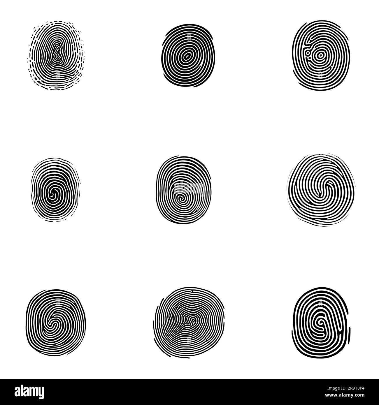 Set Of Fingerprints Vector Illustration Isolated On White Background