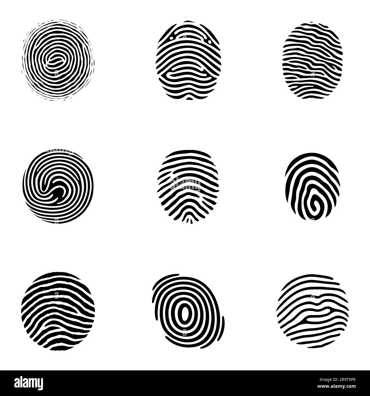 Set of fingerprints, vector illustration isolated on white background ...