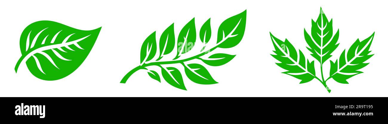 Leaf icons set ecology nature element, green leafs, environment and ...