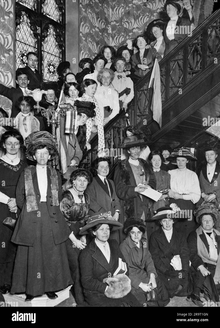 Suffragettes gathered in Manchester Census Lodge to Boycott the 1911 Census Stock Photo