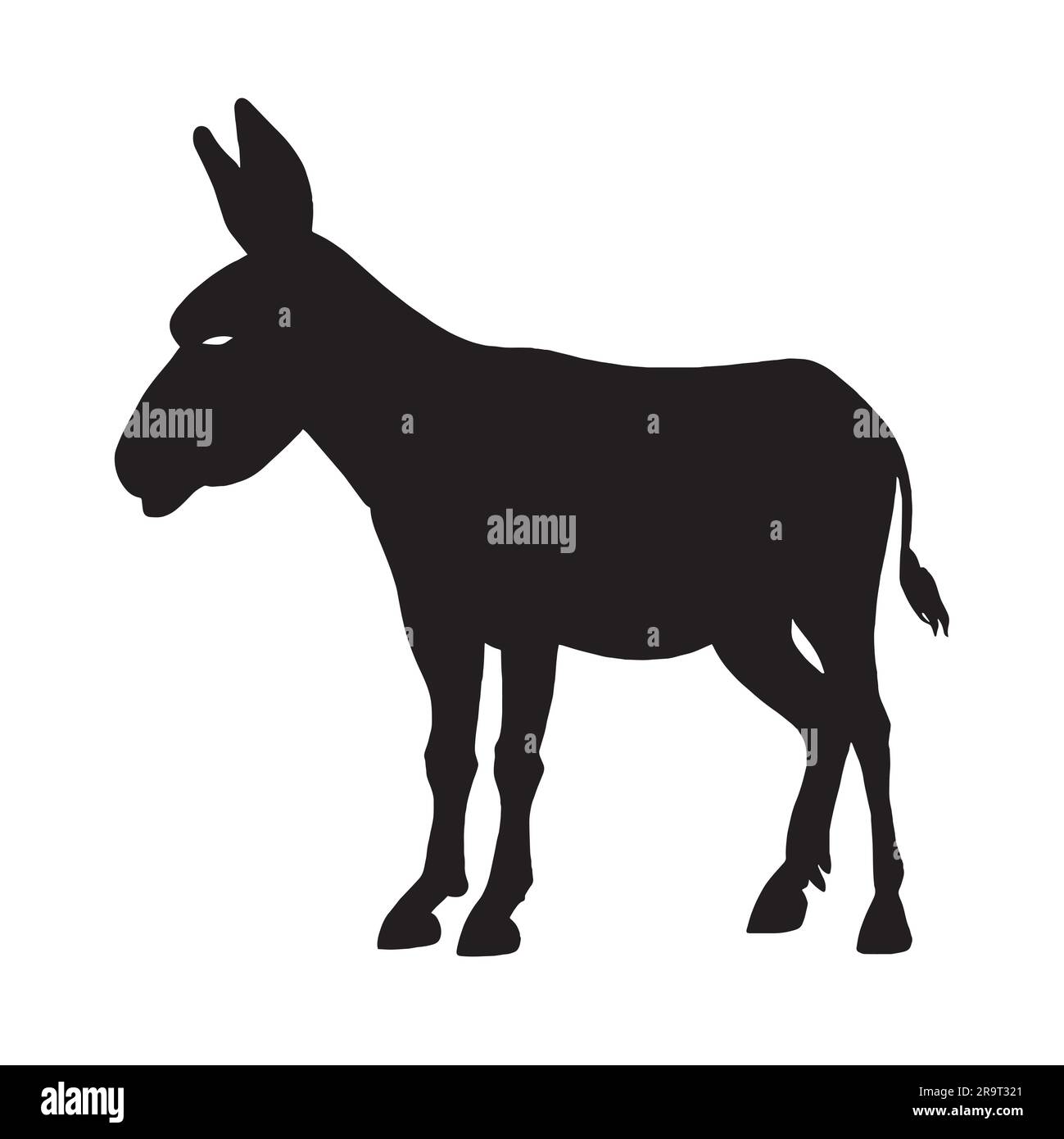 illustration Donkey silhouette on a white canvas Stock Vector