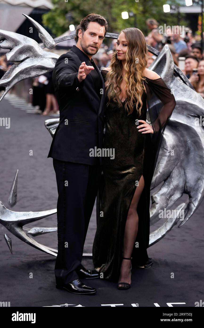 Henry Cavill, left, and Natalie Viscuso arrive at the U.S.premiere