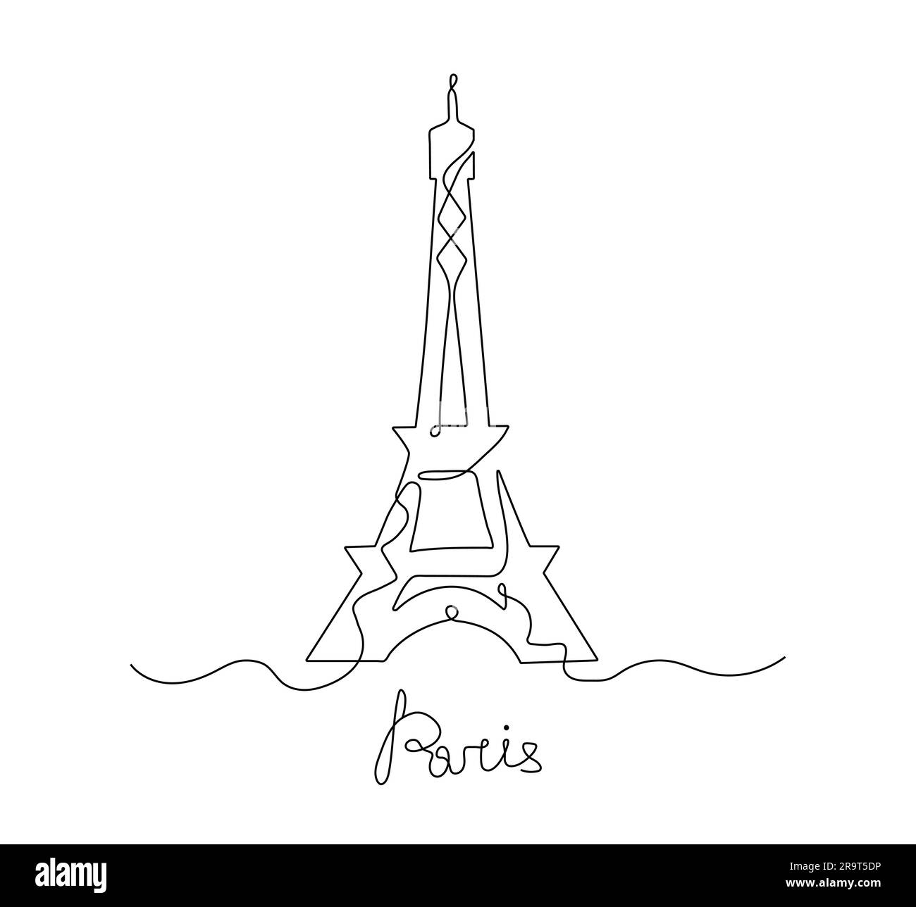 Eiffel tower continuous line concept Stock Vector