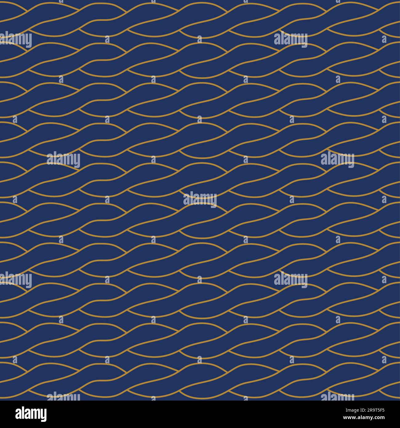 Seamless pattern Rope stacking in horizontal pattern Abstract background Endless navy illustration with beige rope ornament, horizontal cord strokes o Stock Vector