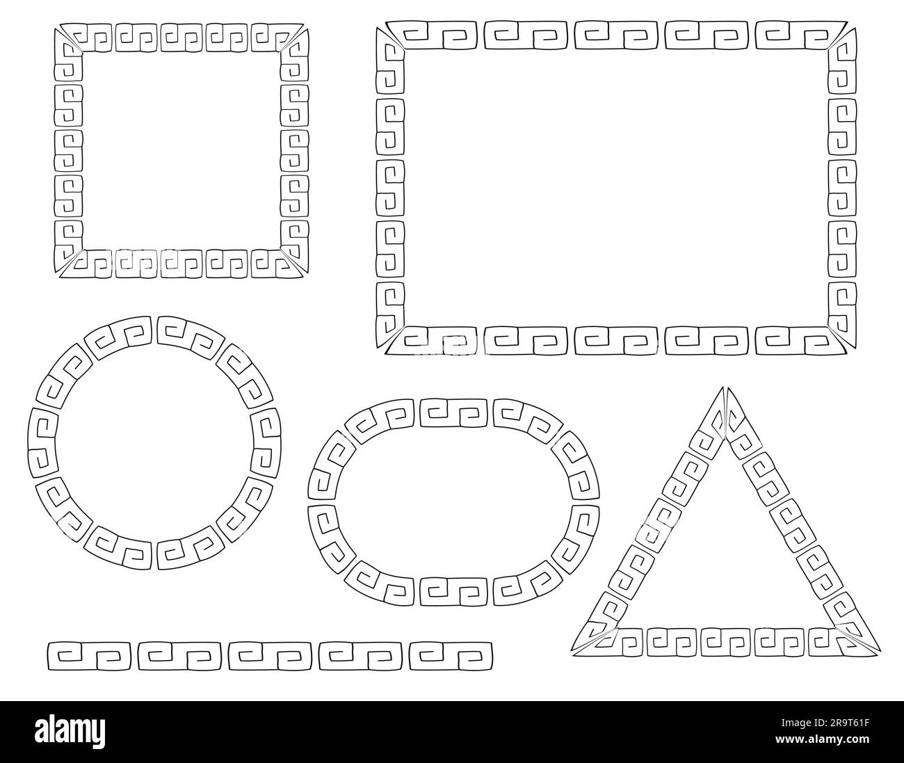 Decorative frames Black pattern Doodle illustrations Design elements Vector illustration Isolated on white background Stock Vector