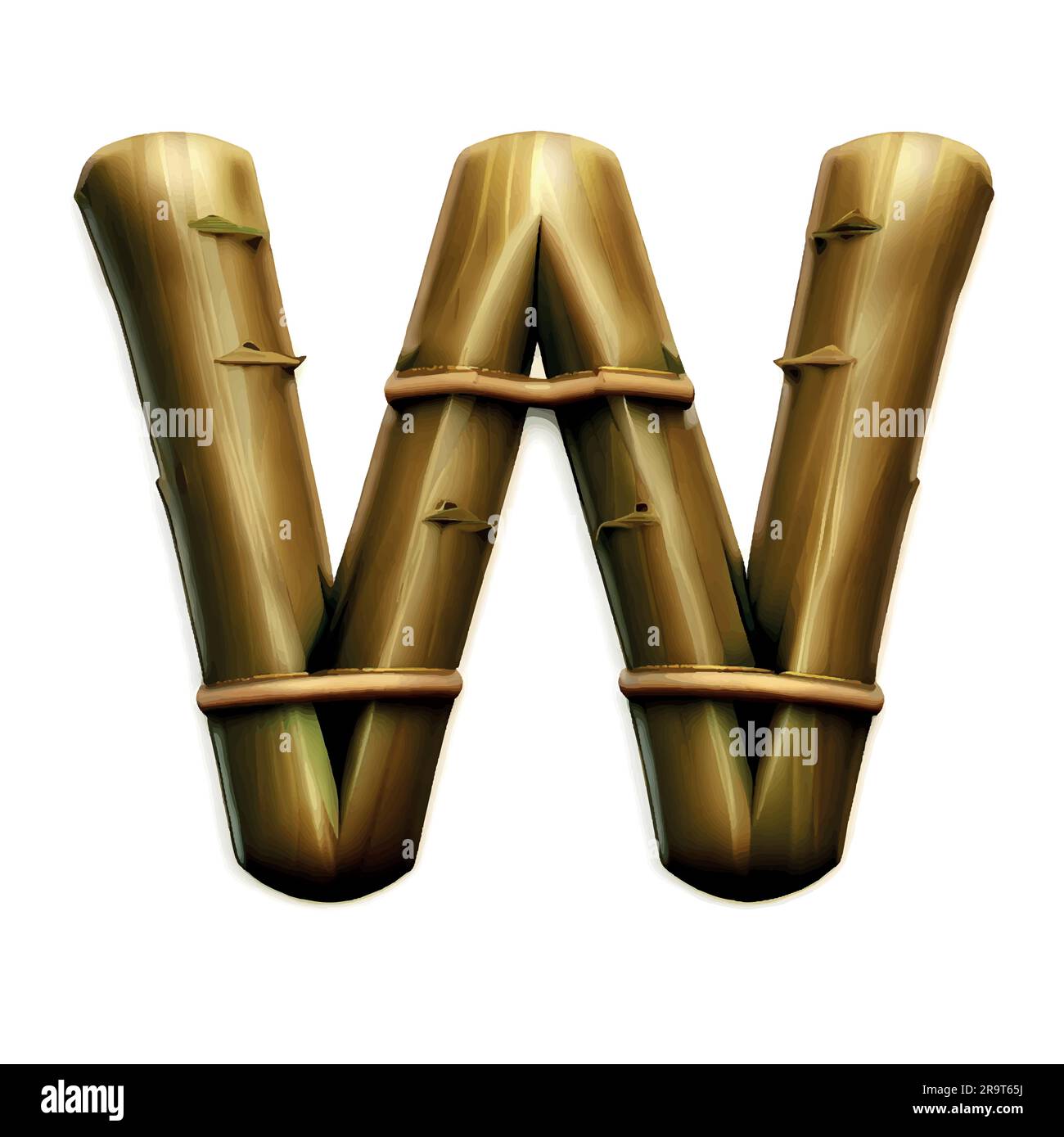 capital letter W in bamboo with white background Stock Vector Image ...