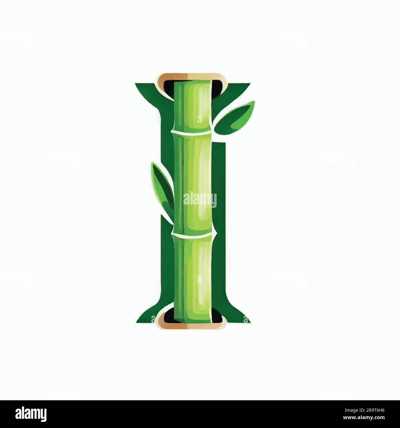 green bamboo letter I logo icon on a white background Stock Vector ...