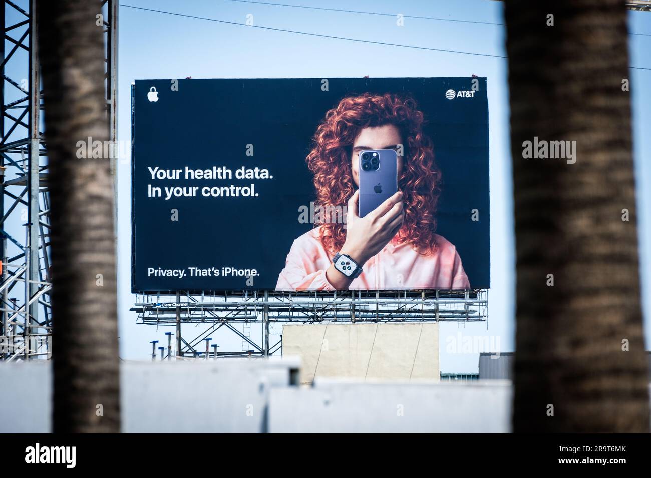 AT&T and iPhone advertisement, Los Angeles, California, USA. Stock Photo