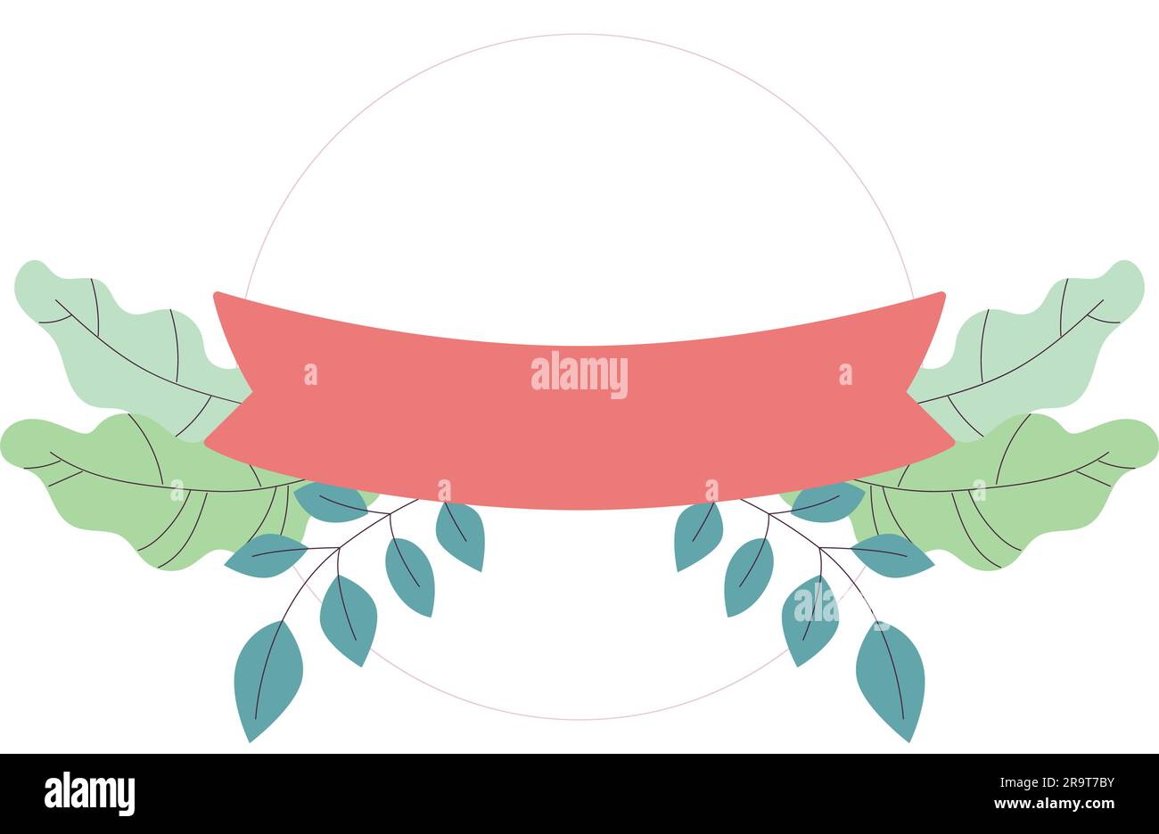 Isolated empty ribbon with natural leaves Vector Stock Vector Image ...