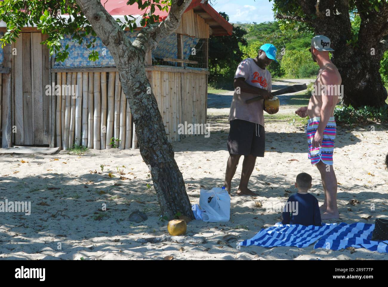 Family on Natadola Beach, Fiji Stock Photo - Alamy