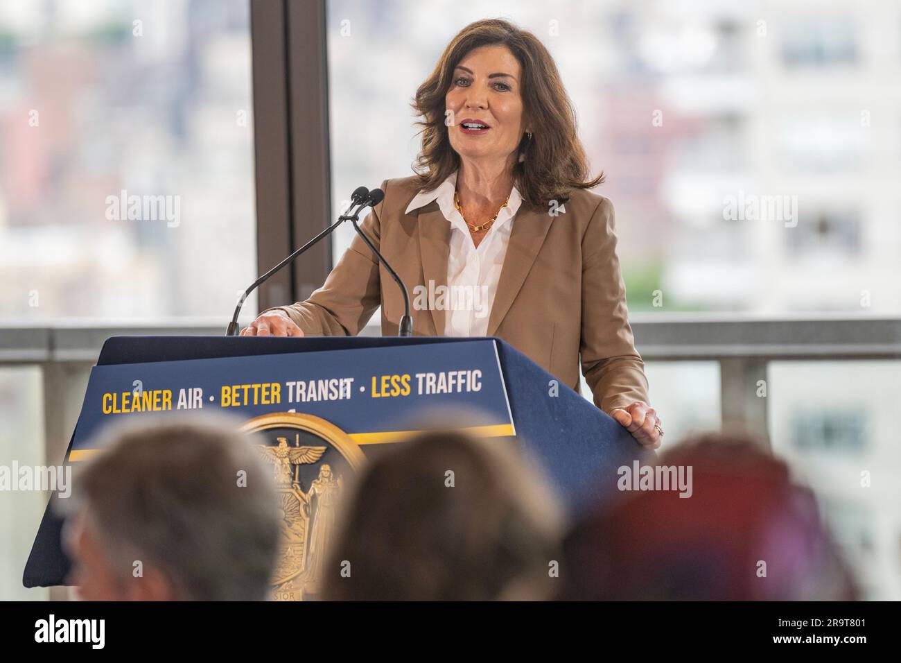 Governor Kathy Hochul made an announcement that  Manhattan congestion project will move forward at NYU Kimmel Center in New York on June 27, 2023 Stock Photo