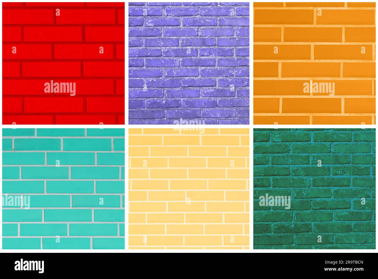 Collage of brick wall textures in different colors Stock Photo Alamy