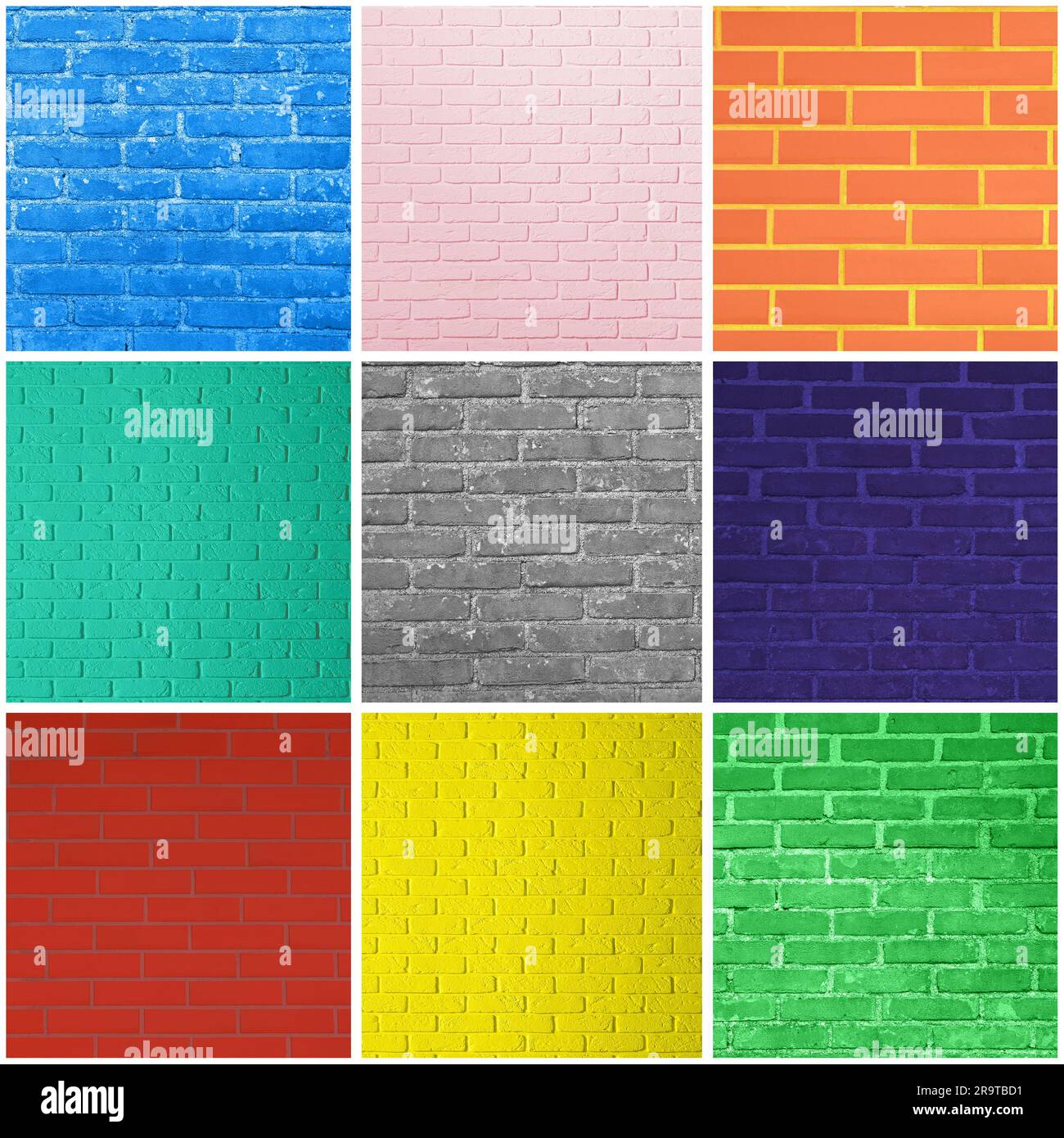 Collage of brick wall textures in different colors Stock Photo Alamy