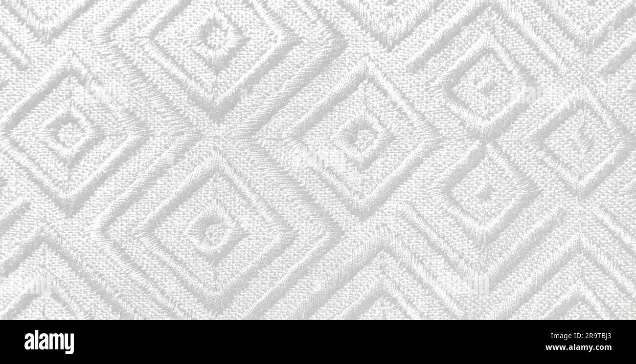 White fabric with beautiful embroidery design as background, banner